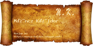 Müncz Káldor névjegykártya
